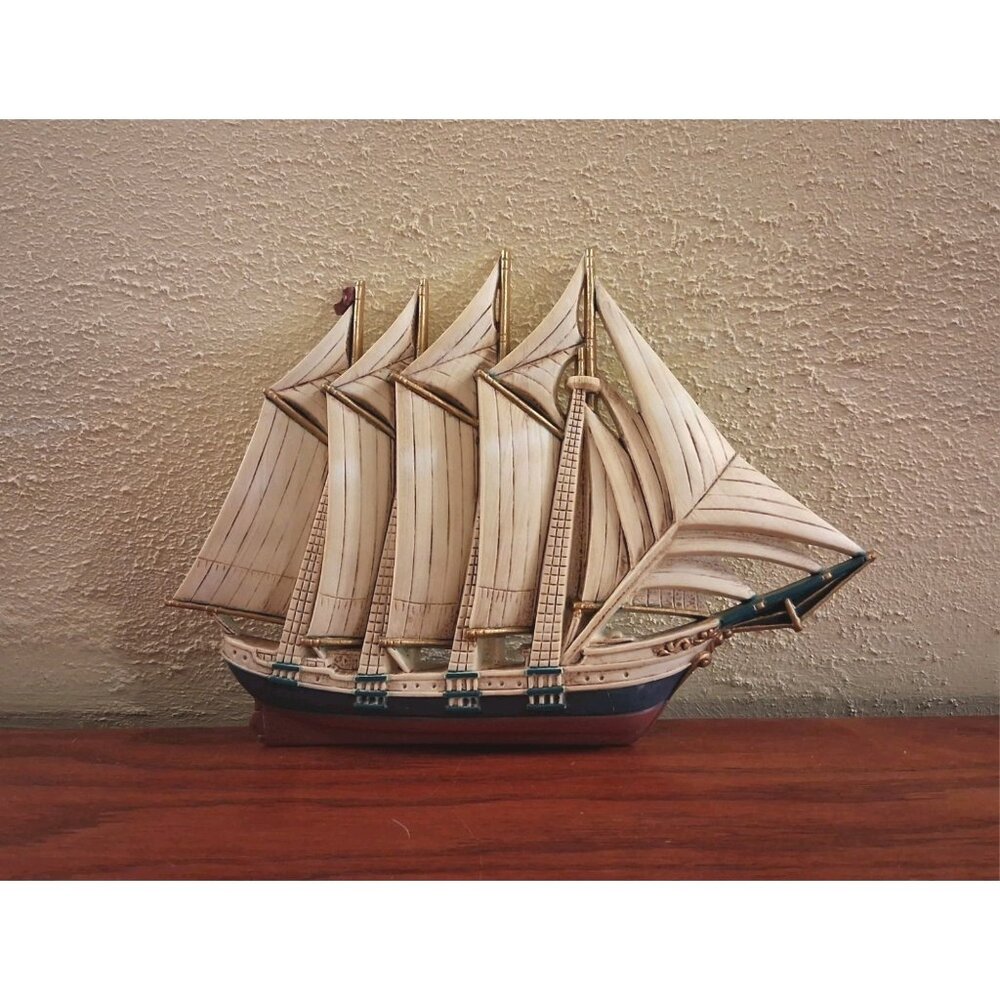 Clipper Ship Sailboat Wall Decor Plaque Burwood Home Interiors Nautical Vintage